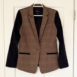 CLUB MONACO blazer jacket size 4 brown plaid lined pockets